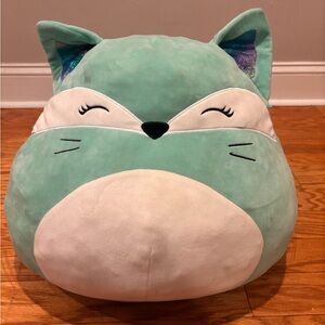 Squishmallow Rienne Jade Green Arctic Fox Large Plush Toy Stuffed Animal 16x22"